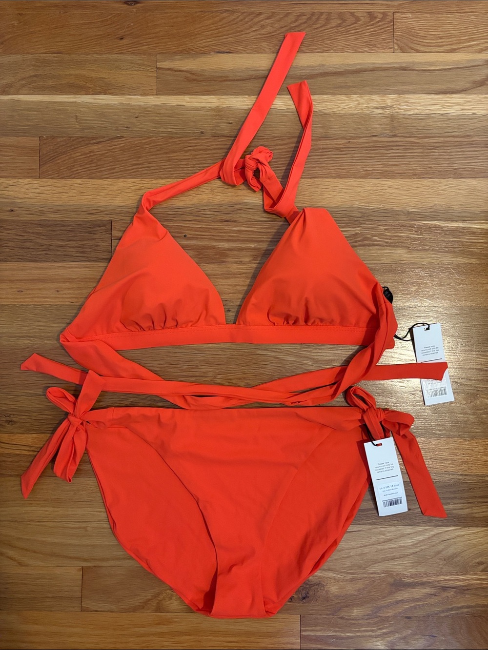 ME+EM Bright Orange Tie Bikini Set
